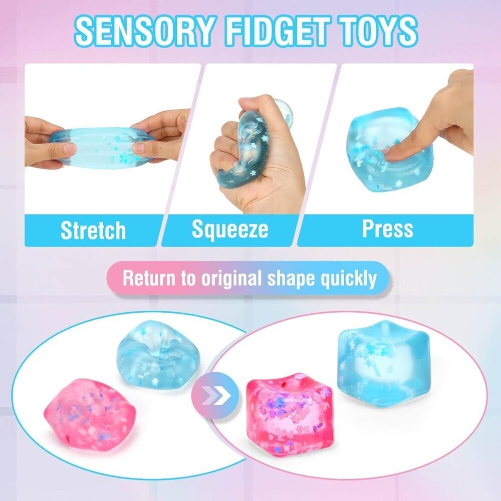 Fidget Toy for All Ages: 2 Pack Soft Sensory Fidget Ice Cube Stress Ball Squishy - Picture 3 of 6
